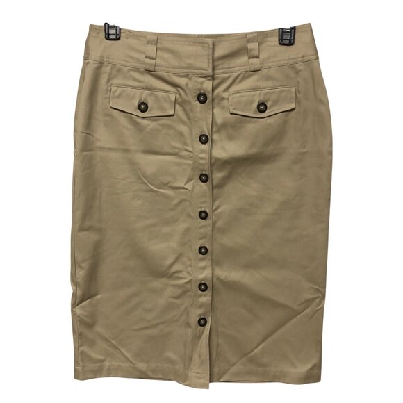 Christopher & Banks Button-Front Khaki Pencil Skirt With Belt Size‎ 10 - Picture 1 of 5
